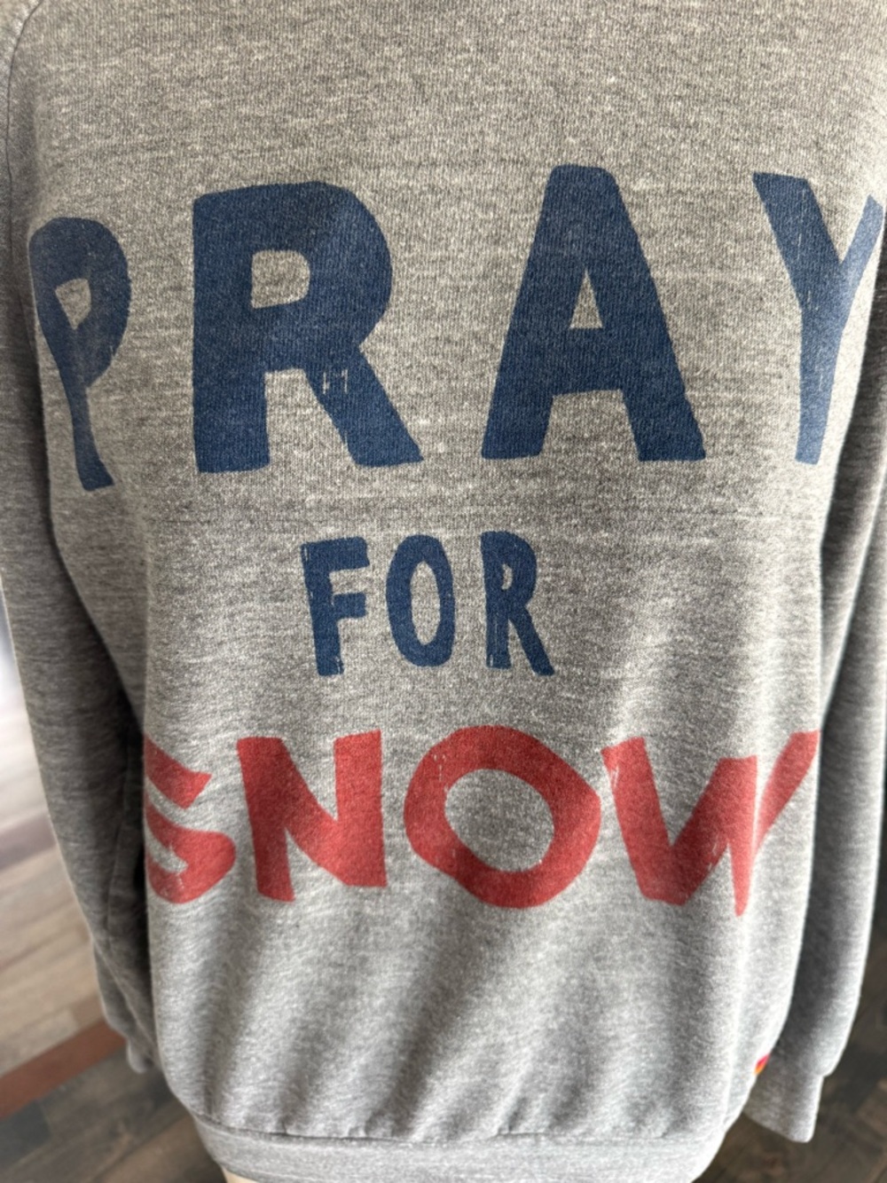 Aviator Nation Pray For Snow Relaxed Crewneck Sweatshirt. Charcoal Gray. Medium - Picture 2 of 8